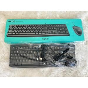 Logitech MK120 Plug & Play USB Keyboard & Mouse Black New Open Box Tested Works